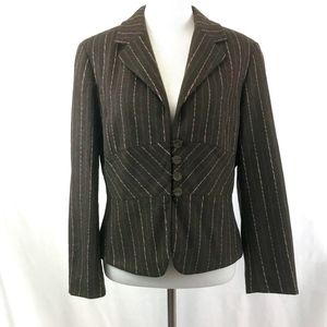 J.Jill Striped blazer jacket Brown Pink 12P
